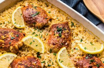 Lemon Garlic Parmesan Baked Hen and Rice